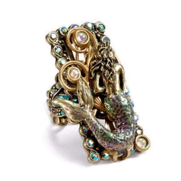 Mermaid 3D Sculptured Ring w/ Vintage Crystals - Picture 8 of 8